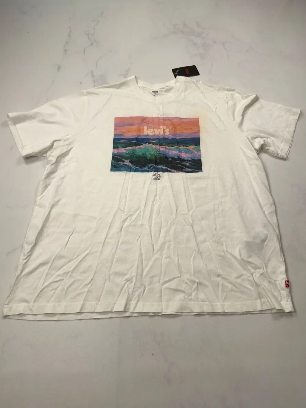 Levi's T-Shirt White Graphic Crew Neck Short Sleeve - Mens XL NWT